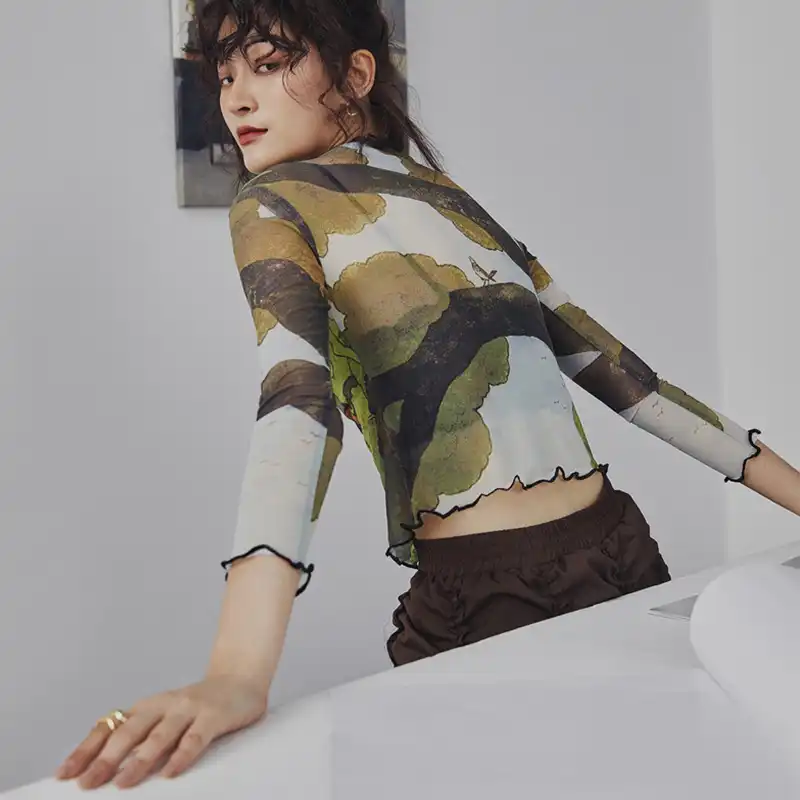 Vintage mesh long sleeve top Clearance