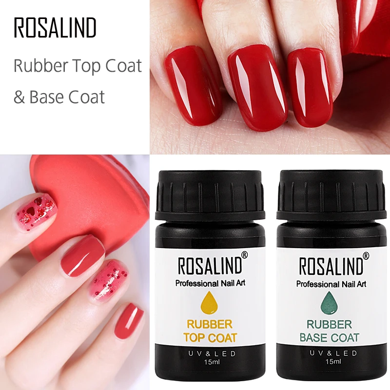 ROSALIND Nail Polish Rubber 15ml & 30ml Nail Gel Lacquer Soak off UV Base & Top Coat Semi Permanent Gel Varnish