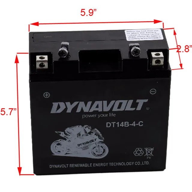 New YT14B BS DT14B 4 12V 12Ah Motorcycle/Motorbike AGM Battery For