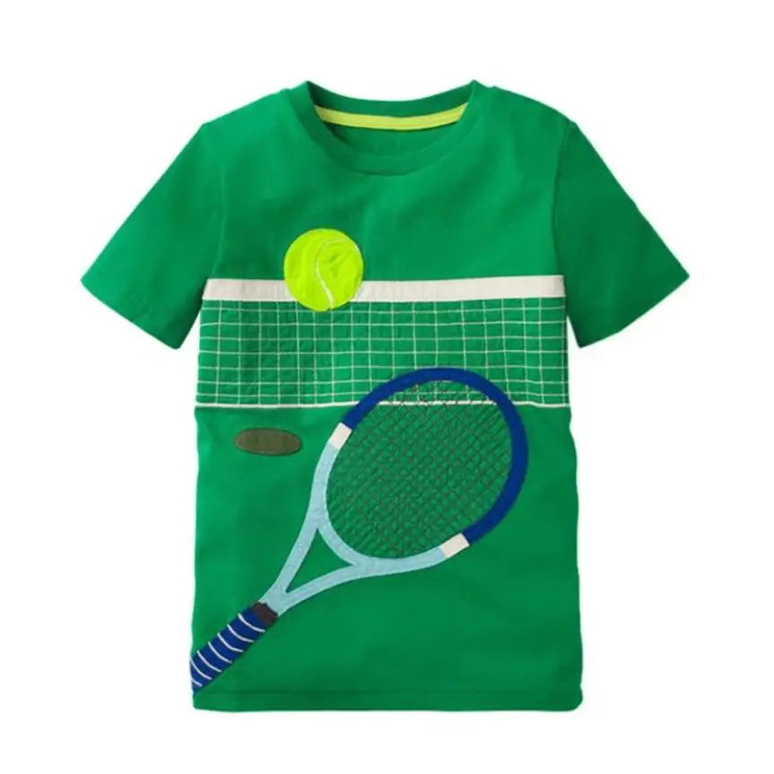 

MUQGEW Tennis Printing Summer T-Shirts Baby Boys Girls Cartoon Short Sleeve Casual Clothes Children O-Neck Cotton Tops 2018