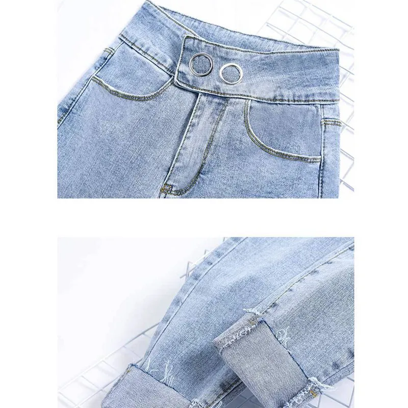 Skinny Stretch Jeans for woman High Waist plus size pencil Pants Retro blue Denim Pants New Mom's Autumn Ankle trousers