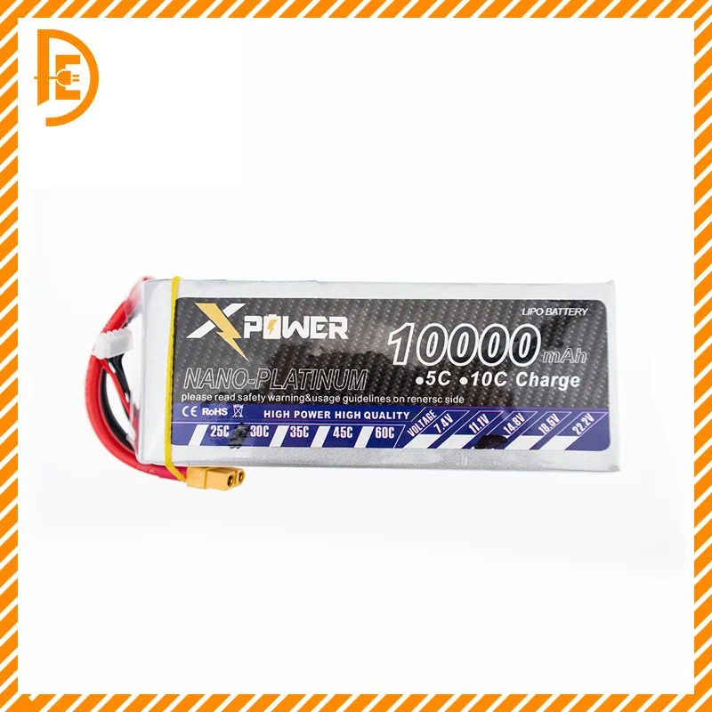 

1 PCS 14.8 V 4S 10000mAh 30C Max 35C Xpower XT60 T EC5 plug Lipo Battery For RC Drone Helicopter Airplane parts