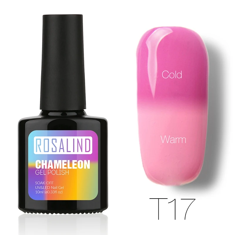 ROSALIND гель 1S P+ черная бутылка 10 мл хамелеон, изменяющийся от температуры T01-30 гель лак для ногтей УФ светодиодный термо - Цвет: T17