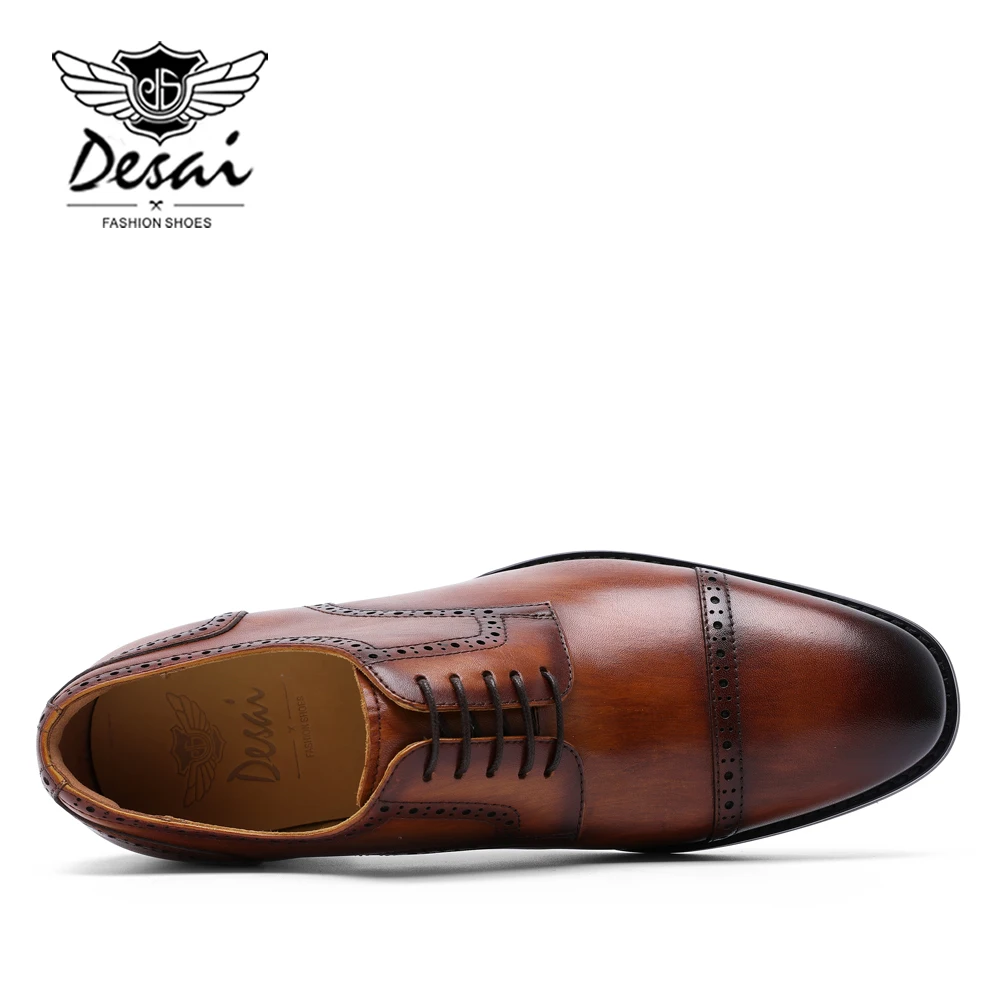DESAI/мужские строгие туфли из натуральной кожи; мужские оксфорды; итальянская модельная обувь года; элегантная Свадебная обувь ручной работы; броги