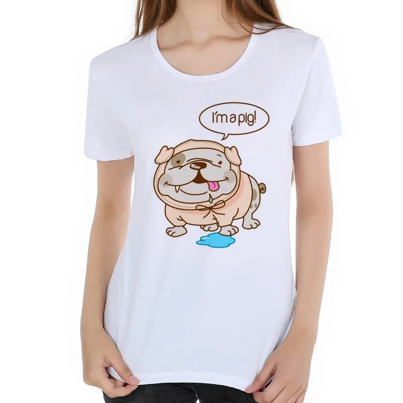 Representative of the peace of olive branch French bulldog personality printing lady T-shirt self-cultivation sexy T-shirt E3-16