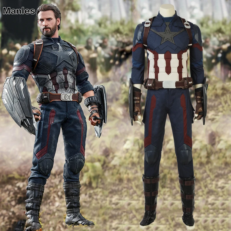 

Avengers Infinity War Costume Captain America Steve Rogers Cosplay Superhero Outfit Halloween Suit Adult Men Clothes Customized