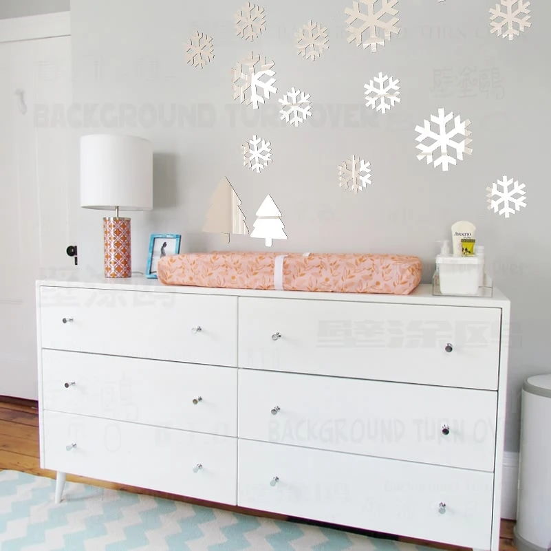 Mirror Wall Stickers Sticker Home Decor Room Snowflake Pine Tree Xmas Christmas 2019 Noel New Year 2020 Ornaments R216 | Дом и сад