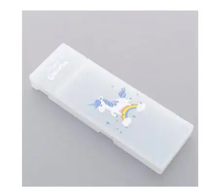 В виде единорога из мультфильма Карандаш Чехол ручка коробки многофункциональная Косметичка Прозрачный Пластик коробка для хранения канцтоваров подарок школьные принадлежности - Цвет: cai hong