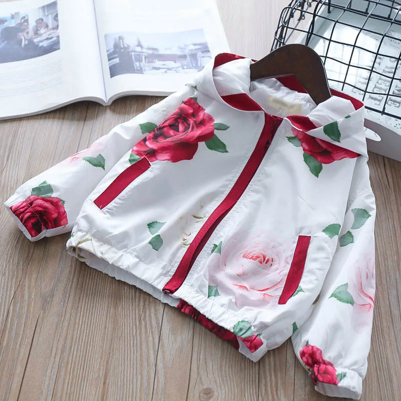 

Hurave INS Toddler New Fashion outerwear Children full sleeve baby pockets Girls clothes Kids hooded prints flower zipper coats