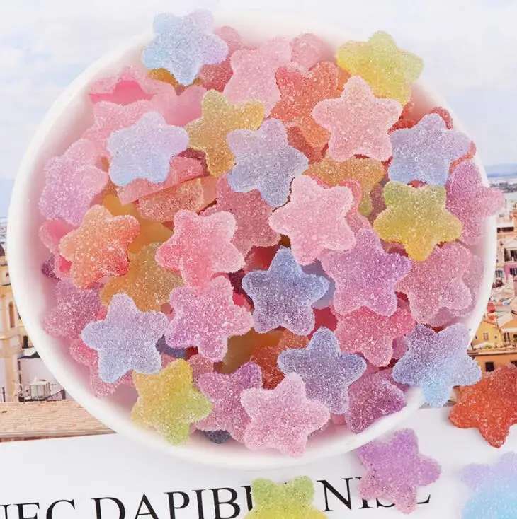 

10pcs/lot Kawaii Resin Five-pointed Star Flatback Cabochon For Kids Headclip DIY Embellishments Making Scrapbooking Craft