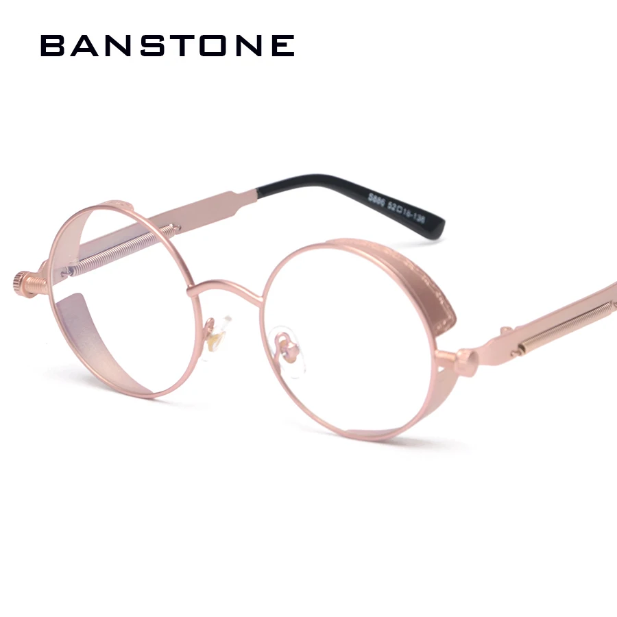 

BANSTONE 2017 New Fashion SteamPunk Round Metal Plain Glasses Vintage Brand Design Eyewear Frame Glasses Frame Oculos De Grau