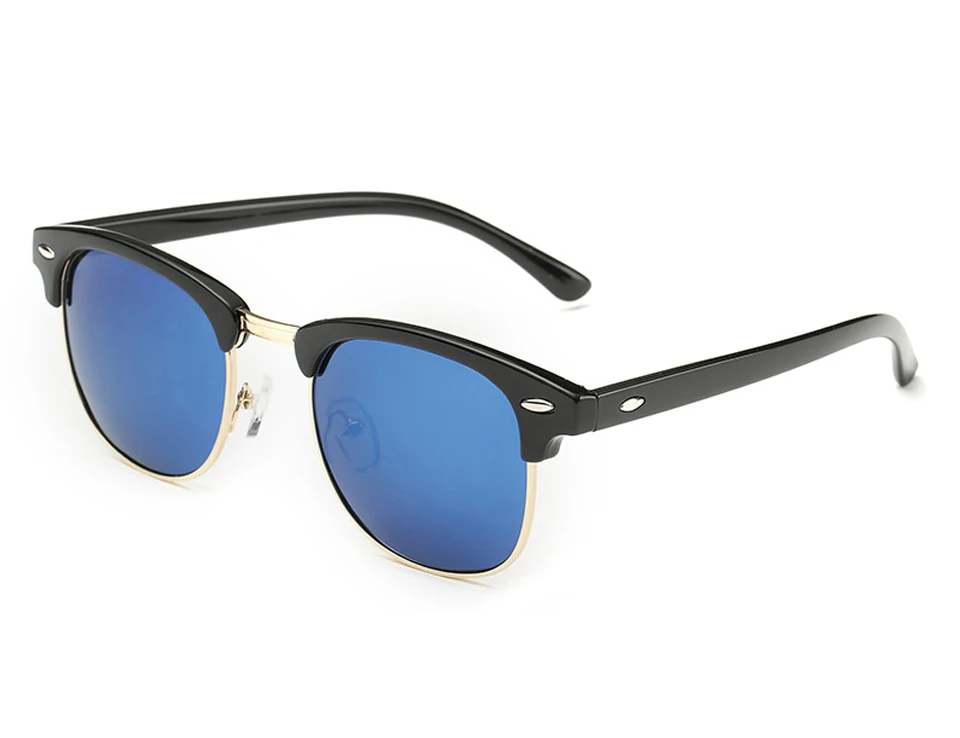ELITERA полуоправа поляризованных солнцезащитных очков Для мужчин Для женщин UV400 Брендовая дизайнерская обувь классические металлические солнцезащитные очки девушкам - Цвет линз: black blue