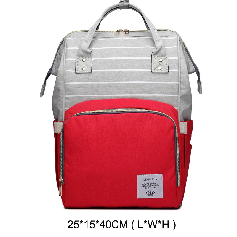 red x striped Сумка для подгузников для мам, сумка для детских колясок, Большой Вместительный рюкзак для мам, сумка для кормления, сумка для пеленок - Цвет: red x striped