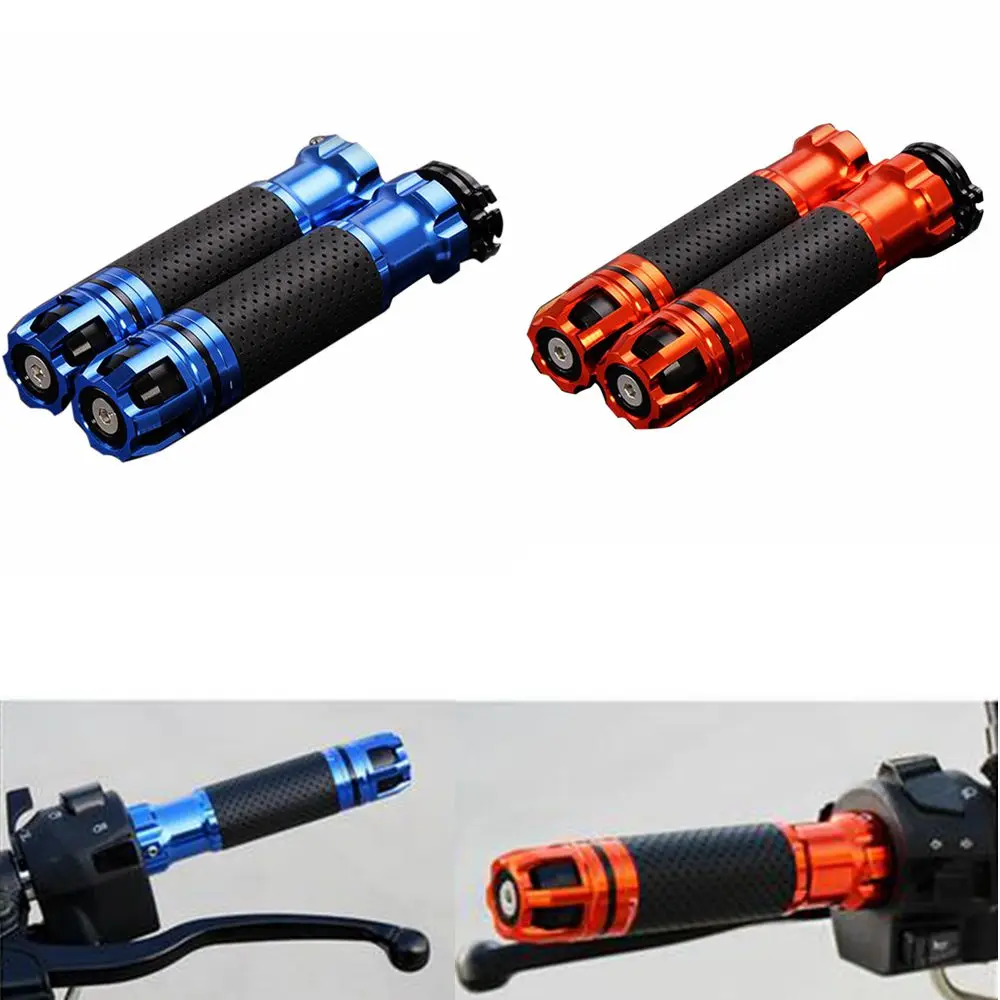 1 Pair Universal Motorcycle 7/8" 22mm CNC Aluminium Handlebar Hand Grips Anti-slip Rotatable Handlebar Hand Grip