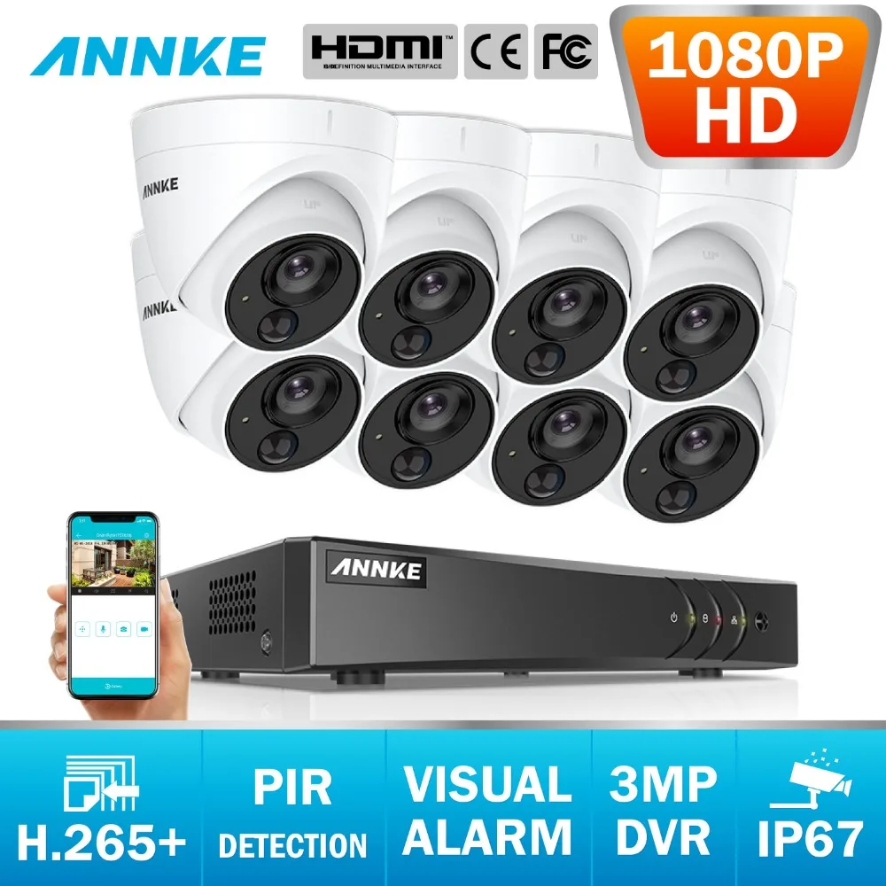 

ANNKE NEW 8CH HD 3MP 5in1 DVR CCTV 8PCS 1080P TVI Security Camera PIR Detection IP67 Outdoor Home Video Surveillance System Kit