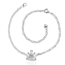 Девушка 2017 Шарм Твердый Латунный Crown Подвеска Box Сеть Ножной Браслет Браслет Дамы Красивые Аксессуары Оптовая Хорошее Качество
