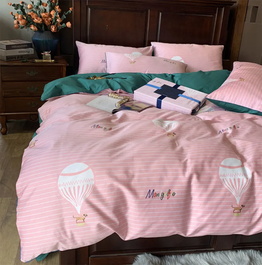 

Modern cartoon bedding set teen kid girl,full queen king cotton lovely pink double bedclothes bed sheet pillow case duvet cover