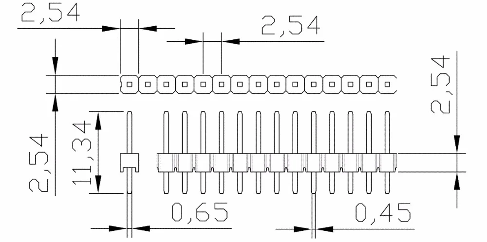 10 шт./лот 40 Pin 2 54 мм 1x40 pin Heigth = 11 34 Однорядный Мужской прямой наружный штыревой