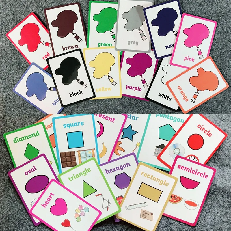 

25PCS/set Colors & Shapes Learning English Flash Cards for Children Montessori Educational Toys Memories Games Flashcards card