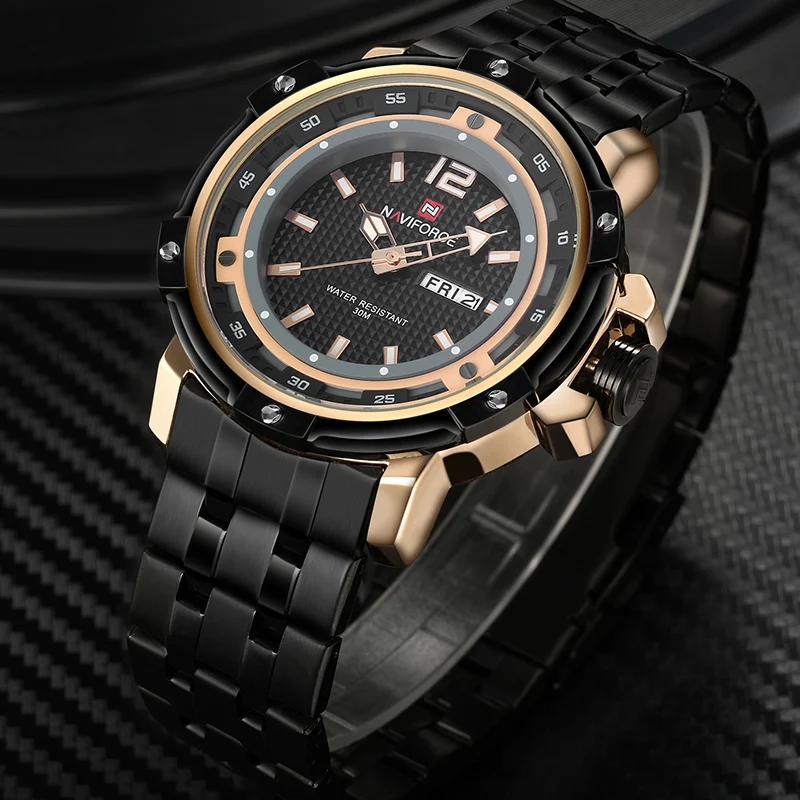 

Mens WatchesTop Brand Luxury Men's Quartz Full Steel Sports Watch Male Military Waterproof Clock Relogio Masculino NAVIFORCE