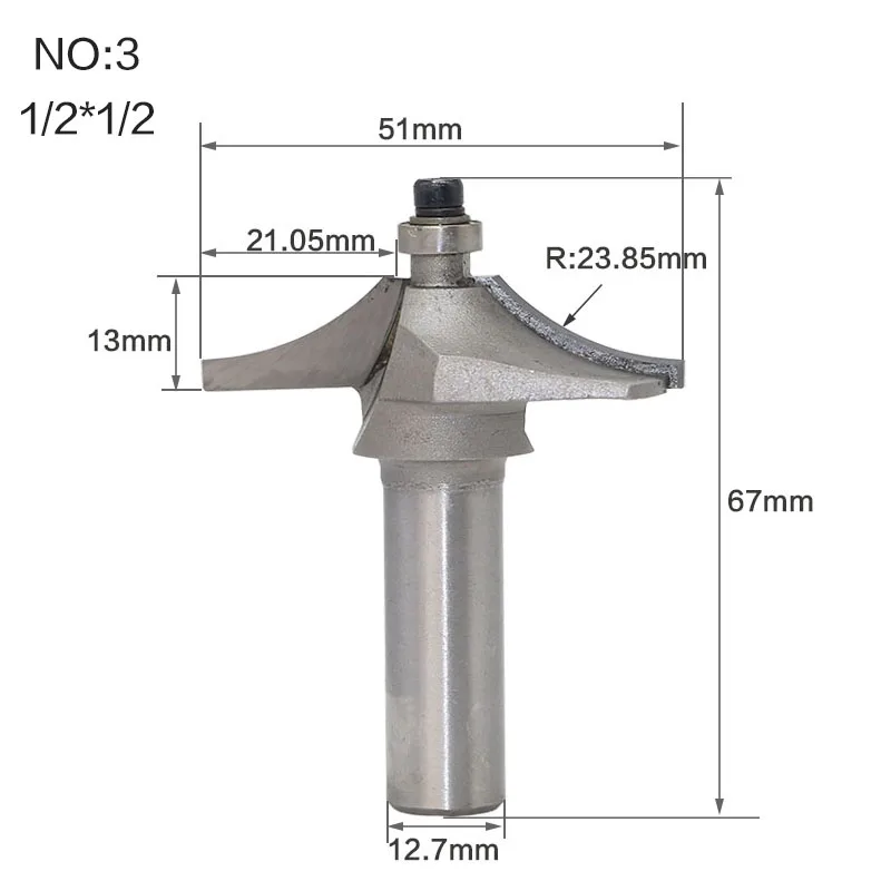 1/2 хвостовик фрезы для дерева, карбид вольфрама, фрезы, Арден, стол, кромки фрезы, Деревообрабатывающие инструменты - Длина режущей кромки: NO3