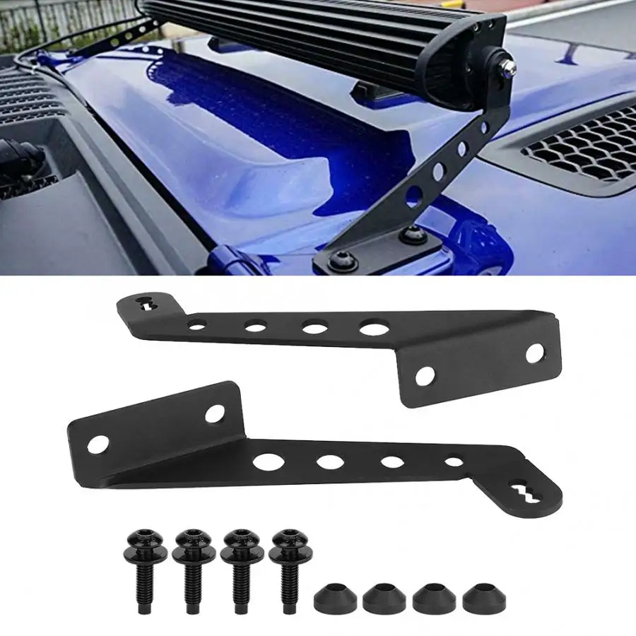 

One Pair Hood LED Work Light Bar Mount Mounting Brackets Kit Stainless steel Fit for Jeep Wrangler JL 2018-2019 Car Accessories