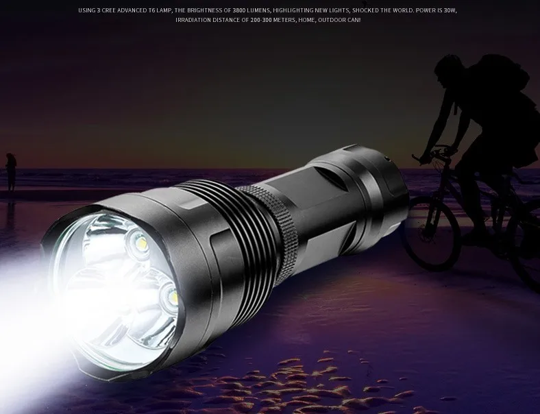 Tinhofire T3 3 х CREE XM-L T6 светодиодный фонарик водонепроницаемый 4000Lm светодиодный фонарик лампы 26650 Батарея Зарядное устройство
