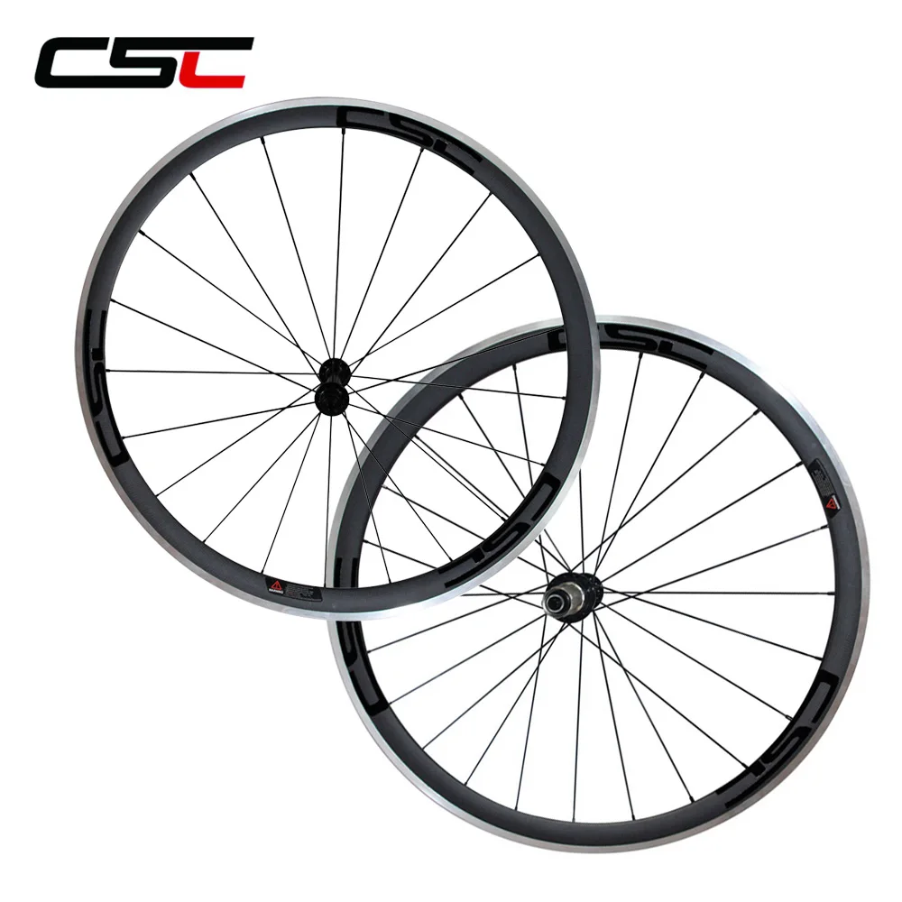 Csc 23 Wide Deep 38mm Clincher Carbon Bike Wheels With Aluminium Braking Surface Powerway R13