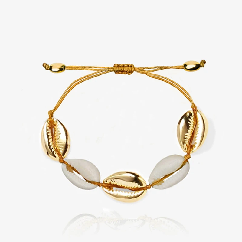 

New arrival natural Puka in the form of a shell gold bracelet in the form of the Cowrie shell Bracelets boho fashionable beach