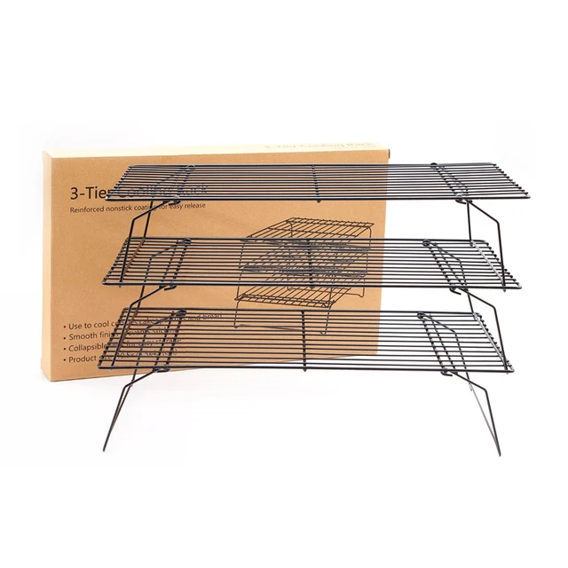 jz003 3 tier free assembled baking cooling rack hot resistant tight cookie sheet and rack