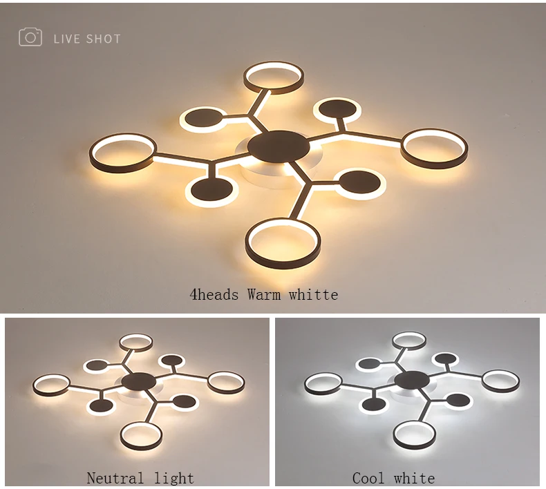 Дизайн, современные светодиодные потолочные светильники для гостиной, спальни, кабинета, дома, цвет кофе, потолочный светильник
