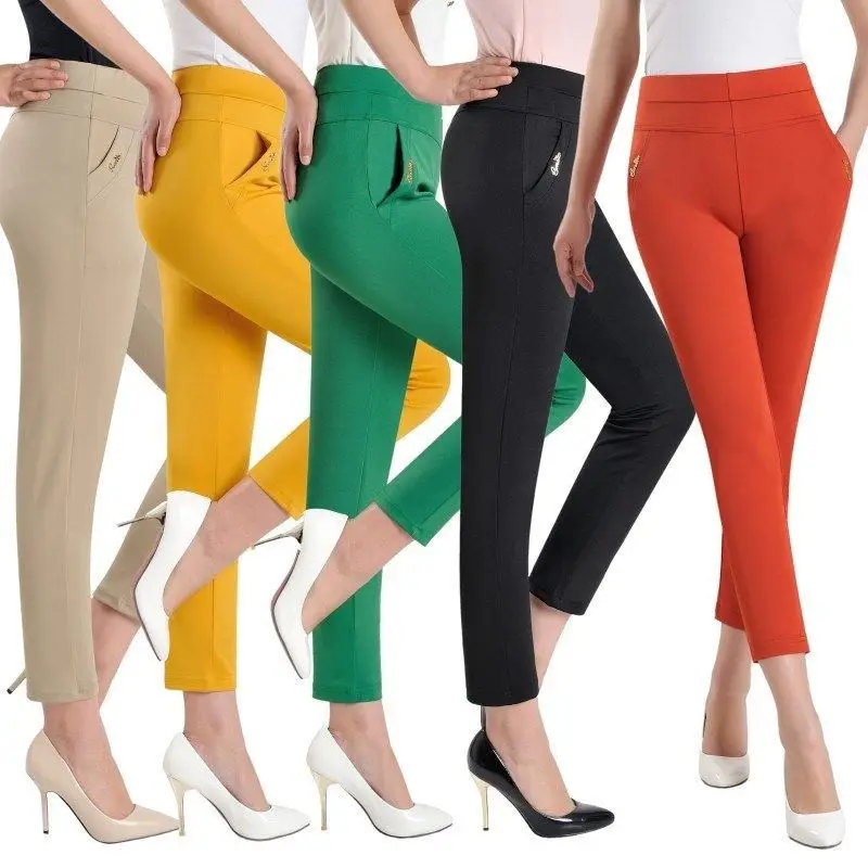 

5XL Summer Pants Women Elastic Slim High Waist Pants Female Trousers Women Casual Plus Size Office Ladies Pants Streetwear Q1418