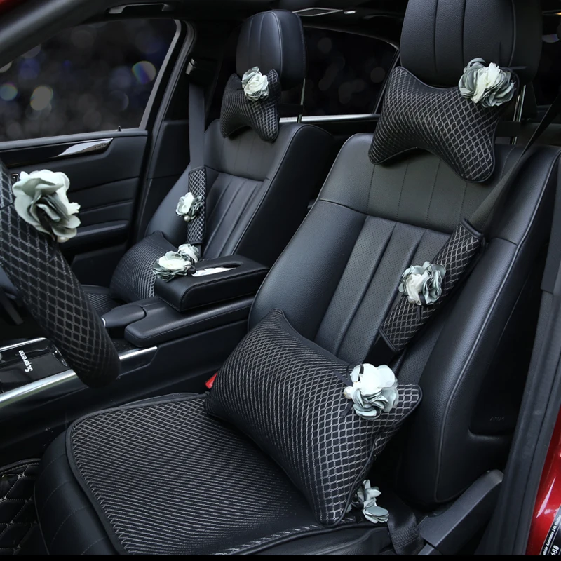 Diamond-Check-Ice-Silk-Seat-Cushions-for-Women-Girls-Iris-Flower-Universal-Car-Seat-Cover-Steering-Wheel-Accessories-1