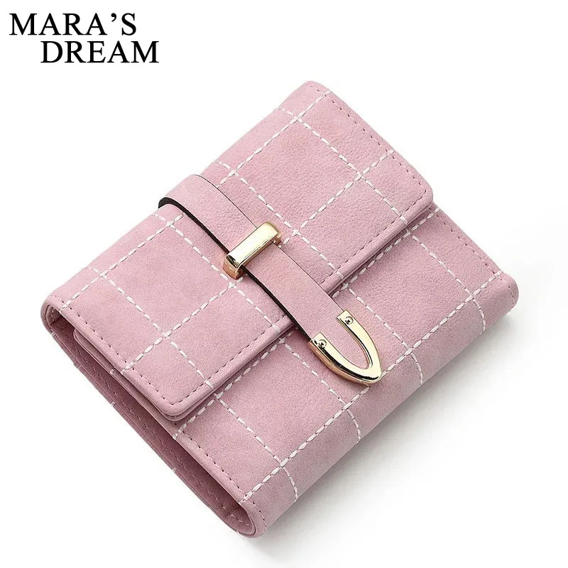 

Mara's Dream 2018 Women Short Wallets PU Leather Plaid Purses Zipper Card Holder Fashion Woman Small Zipper Wallet Coin Purse