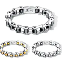 Выберите цвет Мода из нержавеющей стали мотоцикл цепь браслет в виде велосипедной цепи Женский Мужской Браслет 12 мм 8,05 дюймов хорошие подарки