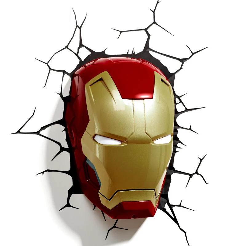 Firya с принтами "Marvel", "Мстители", Капитан Америка Железный человек светодиодный Спальня Гостиная 3D креативный настенный светильник украшенный светильник Ночной светильник - Испускаемый цвет: Iron Man Face