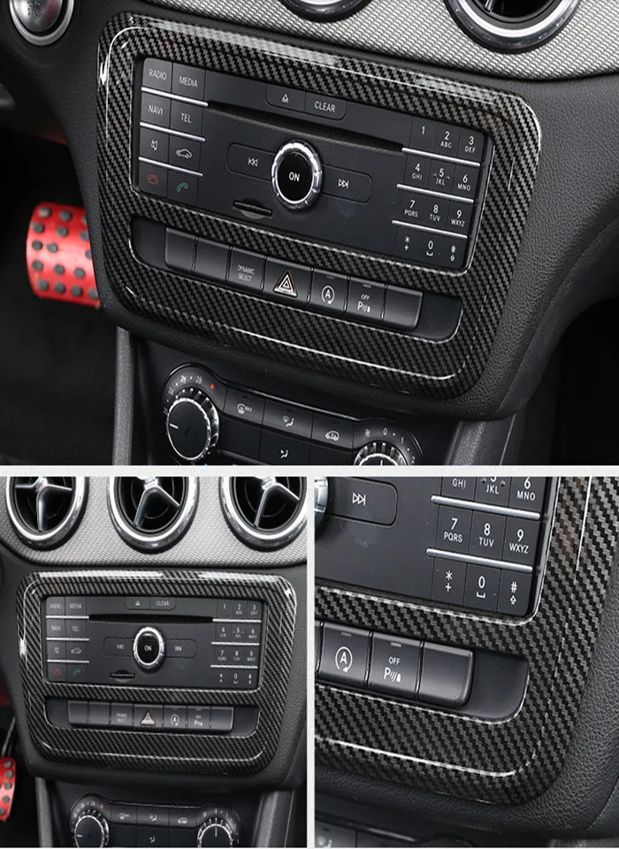 Углеродного волокна Стиль центральной консоли рамка для CD Накладка для Mercedes-Benz класс W176 B класс W246 GLA X156 CLA C117 2013-18 ABS