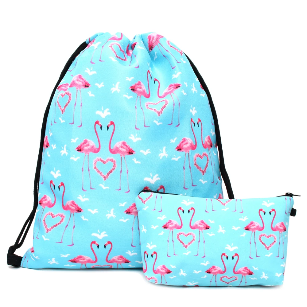 Deanfun 3 шт./компл. 3D печатных рюкзак Фламинго модные Повседневное школьная сумка с вышивкой для девочек-подростков