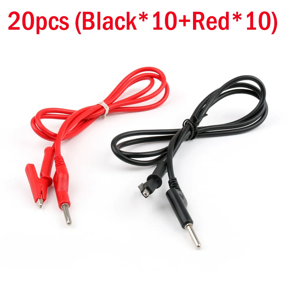 

Areyourshop Silicone Voltage Cable Test Alligator Clips To 4mm Banana Plug Connector Black Red 20PCS High Quality Cable