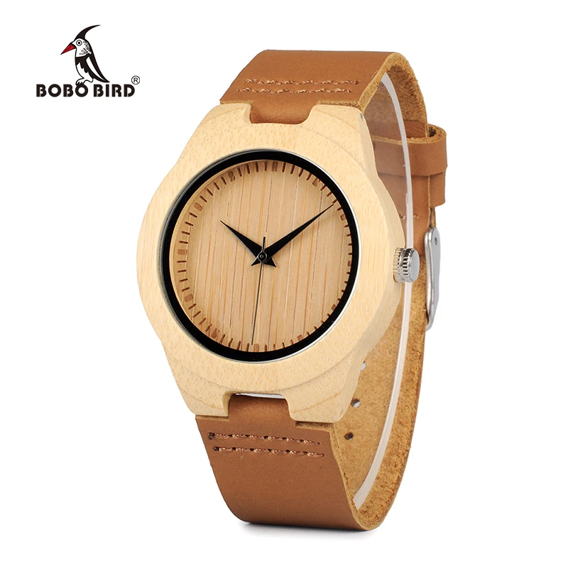 

BOBO BIRD Fashion Wristwatch Lady Wooden Quartz Watch Women Timepiece Leather Band relogio femininos as Best Gift with Box