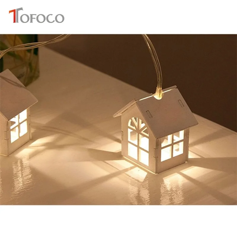 TOFOCO LED NevoIty Wood House 1 5 м 10 шт. Гирлянда для украшения вечеринки гирлянда свадебной