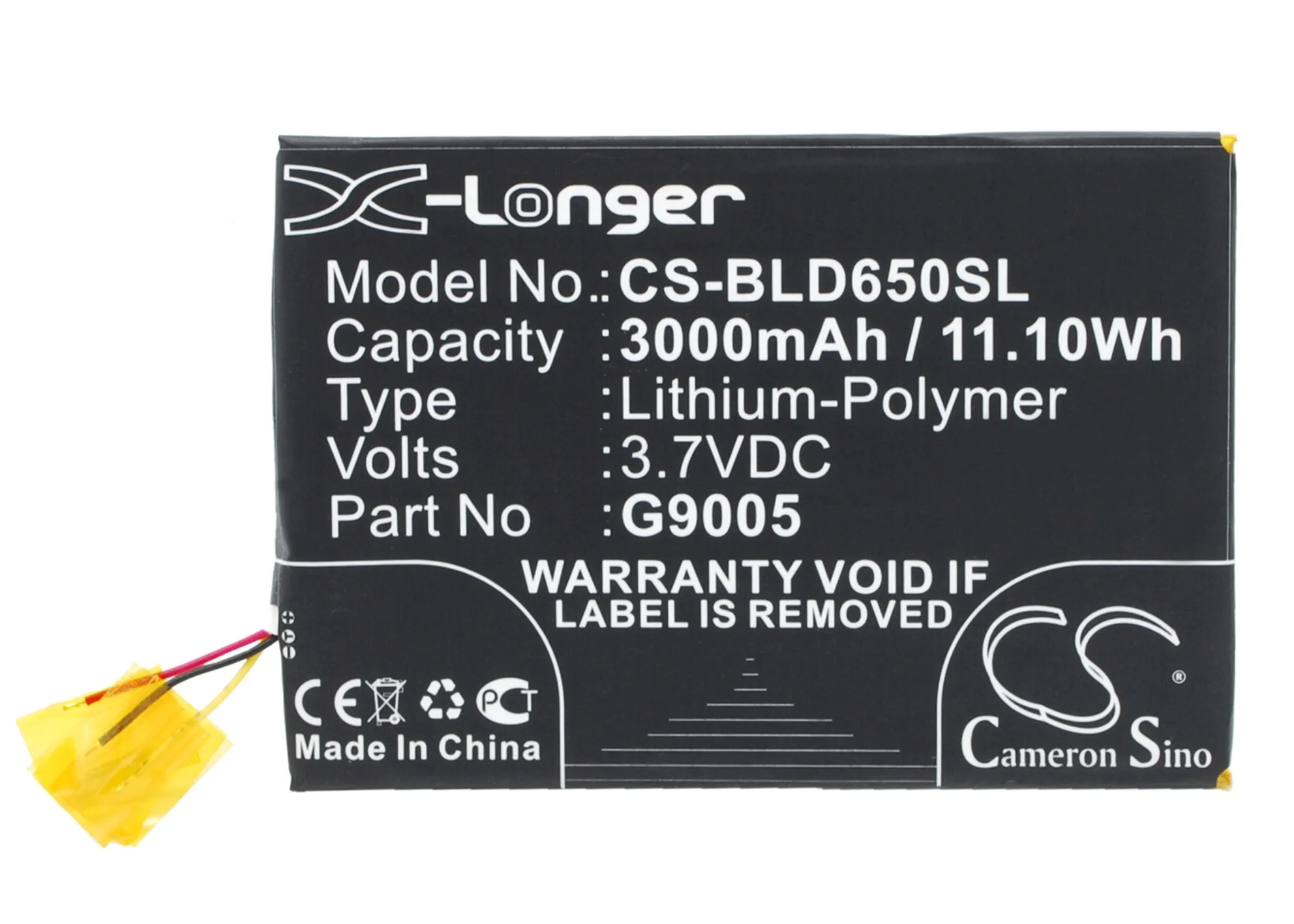 

Cameron Sino 3000mAh Battery C946304300P, G9005 for BLU D650, D650A, D650i, D651, D651L, D651U, Studio 6.0, Studio 6.0 HD