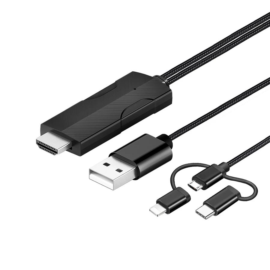 3 в 1 2 м 4 к HDMI HDTV Кабель usb type-c Micro USB к HDMI для iPhone X 8 7 6 для Android huawei Samsung, HTC, Xiaomi