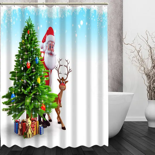 Santa Claus Christmas style Shower Curtain Mondern Classical Custom