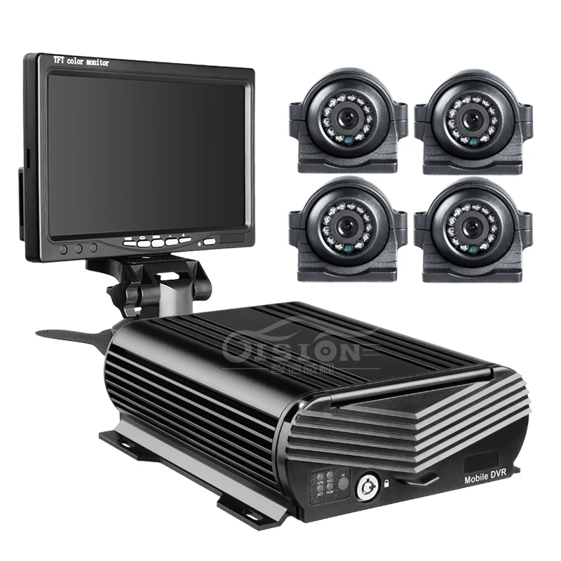 Envío Gratis 7 pulgadas pantalla 4CH disco duro Wifi GPS HDD coche móvil Dvr Kits con 4 piezas fron