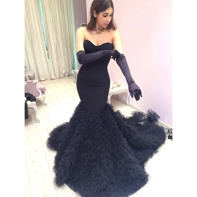 Long Black Ruffle Dress