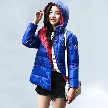 

2019 New Winter Silver Bright Jacket Women Warm Down Cotton Short Parka Coat Women Hooded Bomber Jacket Female Plus Size 208