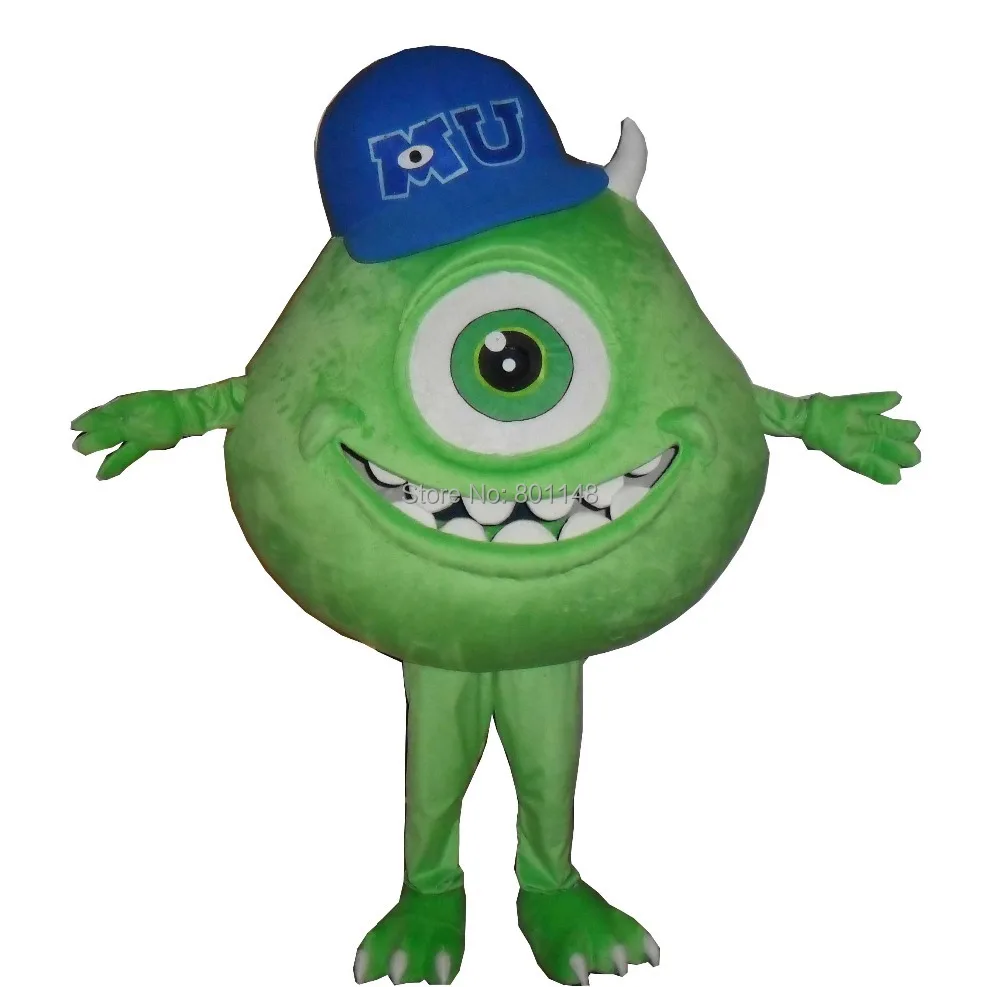 Monsters University Mike Wazowski Mascot Head Costume School Mascots Cartoo...