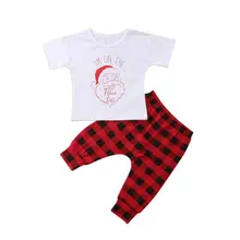 Summer Casual Infant Kids Baby Boy Girl font b Christmas b font Set Santa Claus Tops