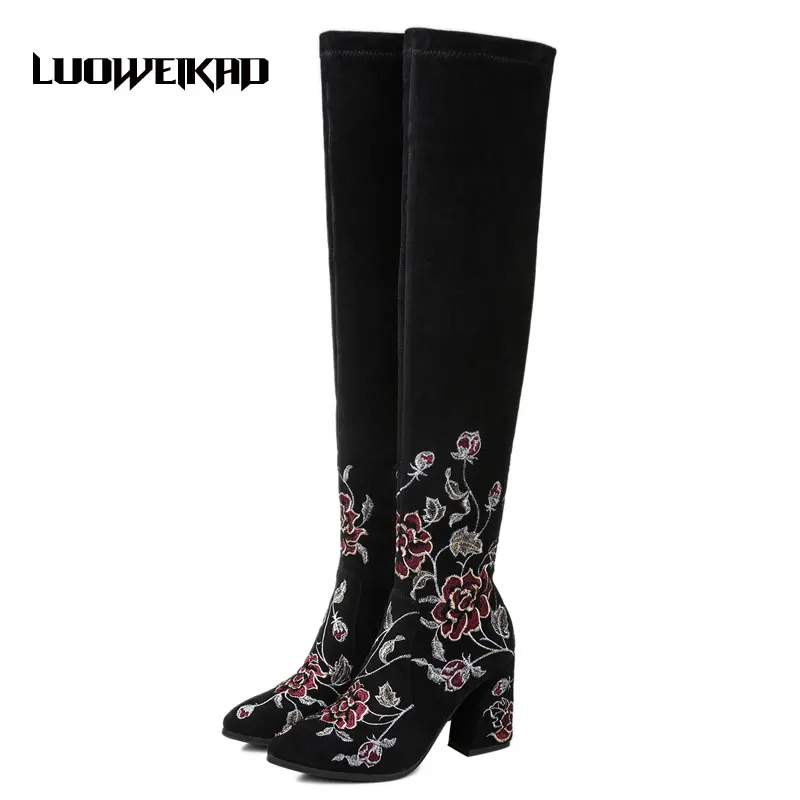 low heel over the knee boots
